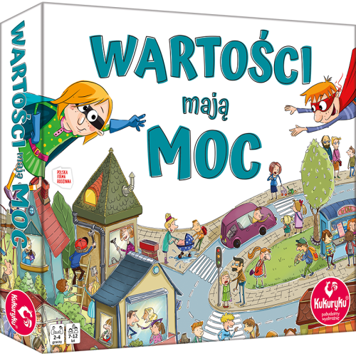 Gra planszowa edukacyjna Wartości mają moc KUKURYKU z planszą i kartami do nauki wartości