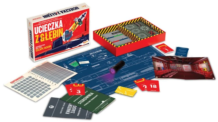 Ucieczka z głębin gra logiczna Fox Games okładka w dynamicznym ujęciu