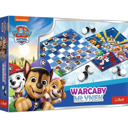 Elementy do gier Warcaby i Młynek Psi Patrol - pionki i plansze z motywami Trefl PAP