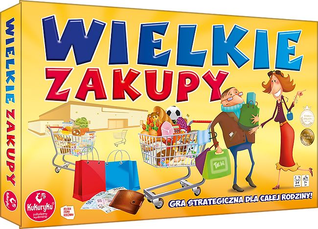 Plansza i elementy gry strategicznej Wielkie Zakupy od KUKURYKU
