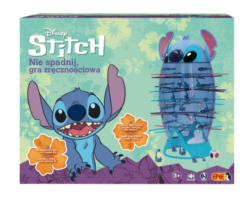 Gra zręcznościowa Stitch Nie Spadnij z postacią Stitch marki Epee, zestaw elementów do zabawy