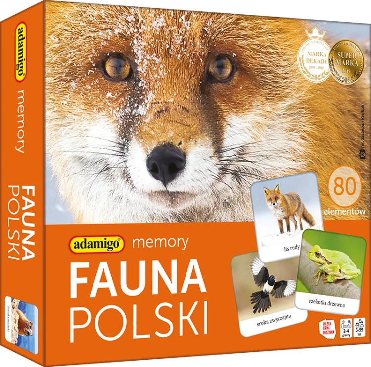 Fauna Polski Memory ADAMIGO - edukacyjna gra pamięciowa prezentująca zwierzęta Polski