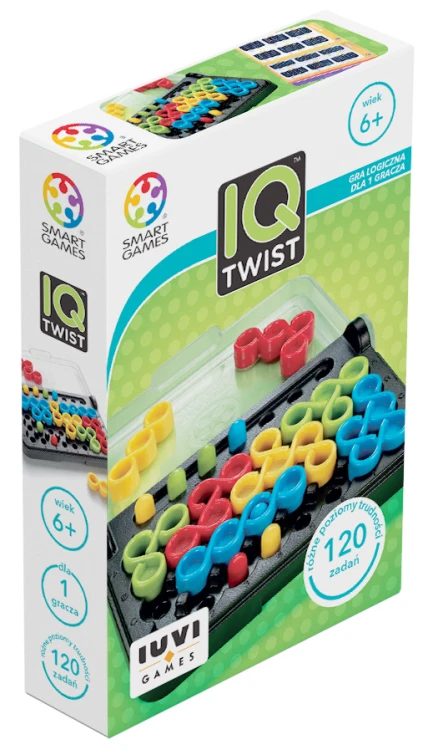 IQ Twist gra logiczna IUVI Games z planszą i elementami na białym tle