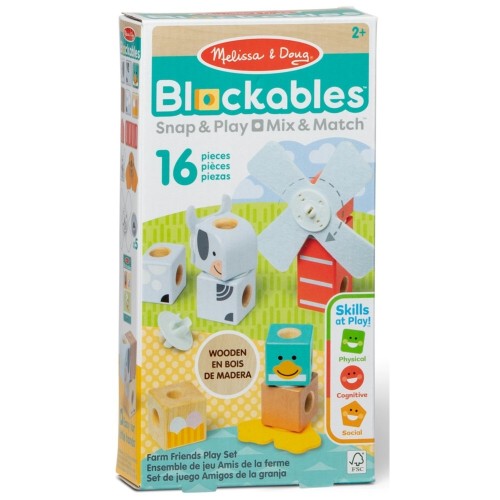 Drewniane klocki konstrukcyjne Blockables Farma Spin Master - zestaw 16 elementów do tworzenia zwierząt gospodarskich