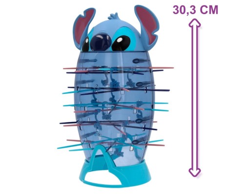 Zestaw do gry Stitch Nie Spadnij: kolorowe patyczki i figurki Stitch w pojemniku