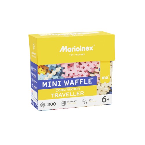 Klocki konstrukcyjne Mini Waffle Podróżnik Marioinex, zestaw do kreatywnego budowania