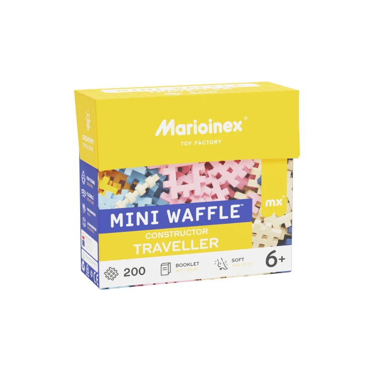 Klocki konstrukcyjne Mini Waffle Podróżnik Marioinex, zestaw do kreatywnego budowania