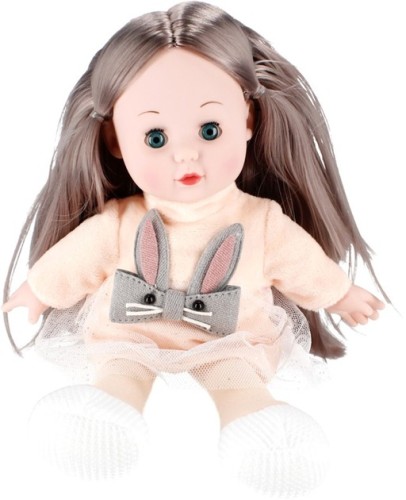 Lalka bobas Soft 30 cm z długimi włosami i dźwiękiem MEGA CREATIVE w naturalnej pozie