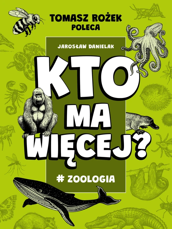 Okładka książki edukacyjnej Kto ma więcej? #Zoologia od Nauka. To lubię z ciekawostkami o zwierzętach