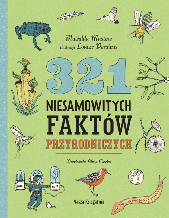 Okładka encyklopedii 321 niesamowitych faktów przyrodniczych wydawnictwa NASZA KSIĘGARNIA dla dzieci 9 plus