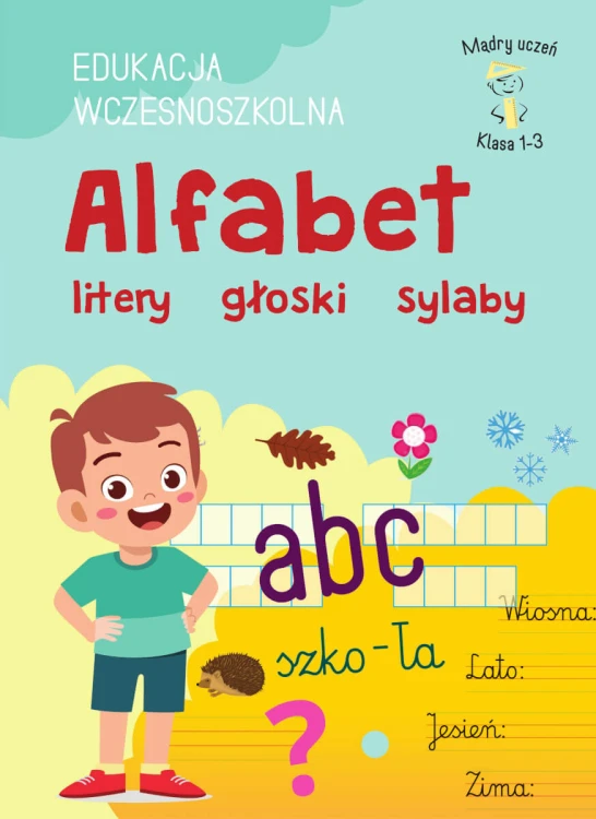 Książka edukacyjna Alfabet, litery, głoski i sylaby SBM z okładką i stronami dla uczniów klas 1-3