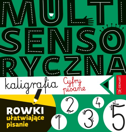 Książka do nauki cyfr DEMART z wytłoczonymi kształtami do prowadzenia palcem