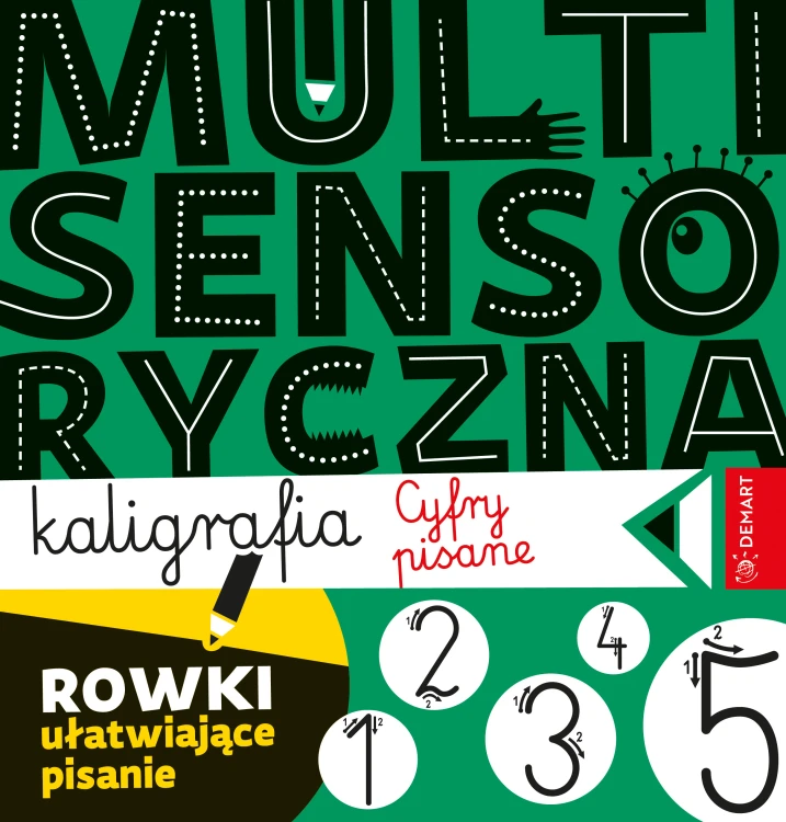 Książka do nauki cyfr DEMART z wytłoczonymi kształtami do prowadzenia palcem