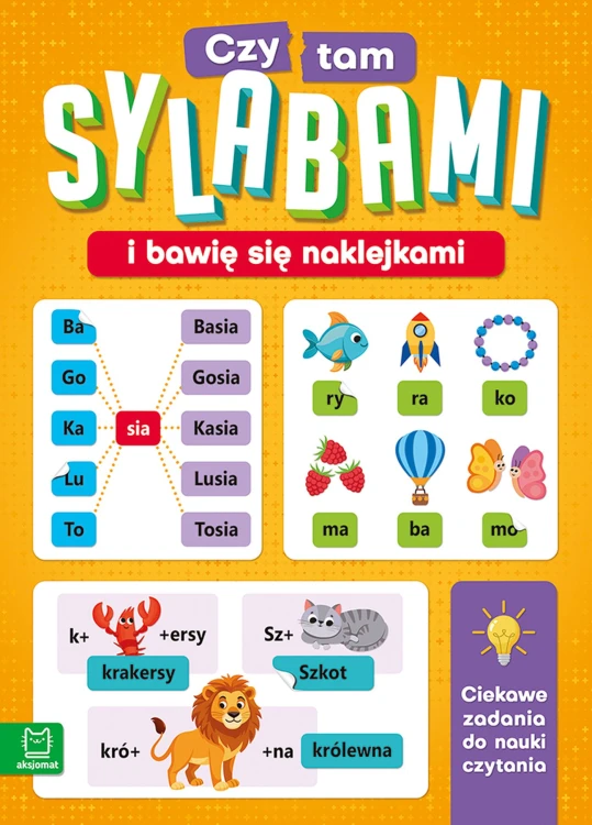 Czytam sylabami i bawię się naklejkami AKSJOMAT, książka z ćwiczeniami dla dzieci