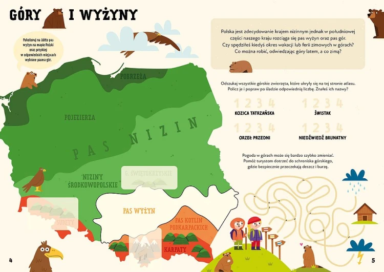 Naklejki i wypychane figurki w Atlasie Polski dla przedszkolaka wydawnictwa Wilga