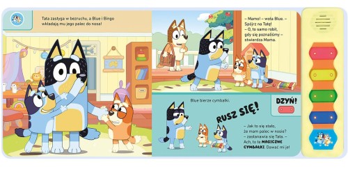 Panel muzyczny książki Bluey Magiczne cymbałki z dużymi przyciskami i dźwiękami