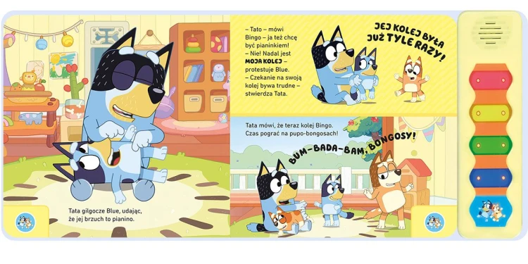 Zabawa z książką dźwiękową Bluey Magiczne cymbałki – duże przyciski panelu muzycznego