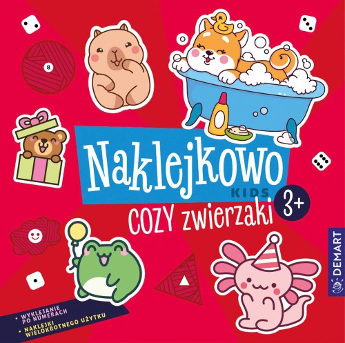 Naklejkowo Kids 3+ Cozy zwierzaki książeczka edukacyjna DEMART z naklejkami i zadaniami dla dzieci 3+