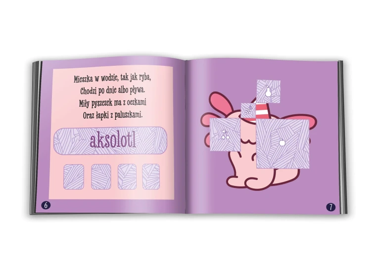 Strona z naklejkami i zadaniami w książeczce Naklejkowo Kids 3+ Cozy zwierzaki wydawnictwa DEMART