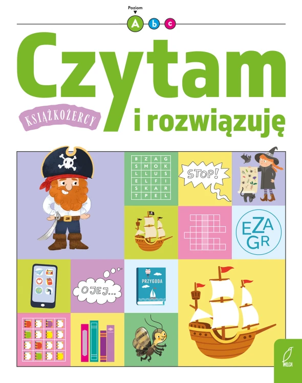 Okładka książki Książkożercy Czytam i rozwiązuję Poziom 1 wydawnictwa Wilga w formacie 235x185 mm