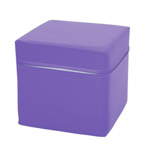 Fioletowa kostka piankowa 30 x 30 x 30 cm na jasnym tle, widoczna faktura powierzchni i proporcje elementu w zbliżeniu
