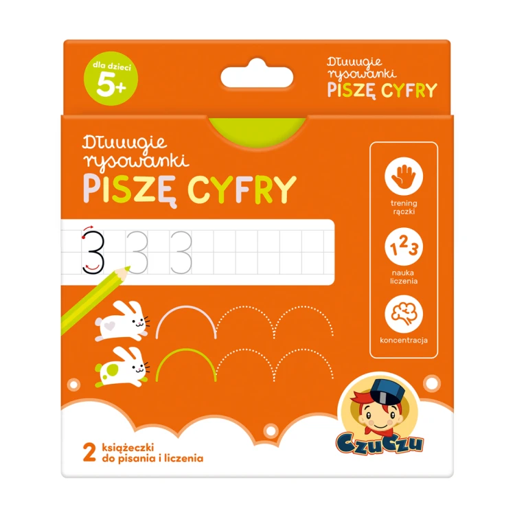 Dłuuugie rysowanki Piszę cyfry - książeczki harmonijkowe Bright Junior Media w formacie 200x180x1 mm z miękką okładką