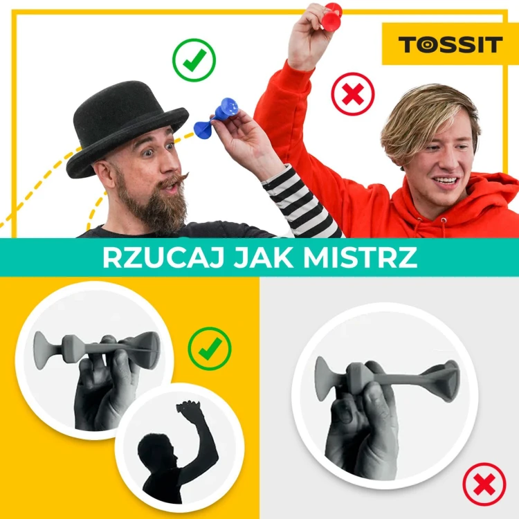 Widok zestawu rzutków z przyssawkami TOSSIT Starter Pack Pink &amp; Blue do gry zręcznościowej