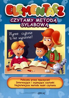 Okładka książki Elementarz. Czytamy metodą sylabową wydawnictwa GREG, format 290x205x3 mm, nauka czytania dla dzieci
