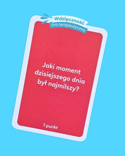 Zbliżenie na karty gry Wdzięczność Wir (T) z pytaniami i zdaniami do dokończenia