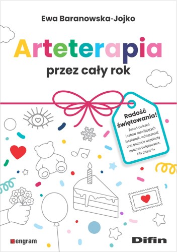 Okładka książki Arteterapia przez cały rok Difin z ćwiczeniami arteterapeutycznymi dla dzieci