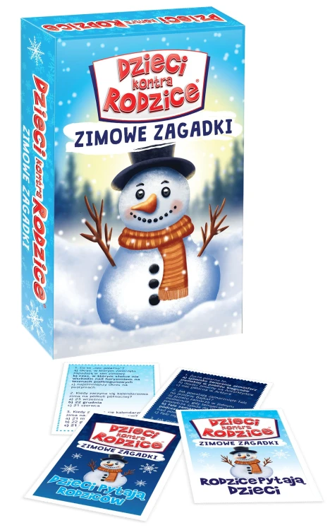 Rodzinna gra quizowa Dzieci kontra Rodzice. Zimowe Zagadki od KANGUR z pytaniami o zimie