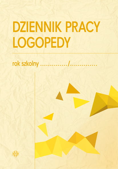Dziennik pracy logopedy HARMONIA w formacie 290x205x1 mm, pokazujący stronę tytułową i układ stron