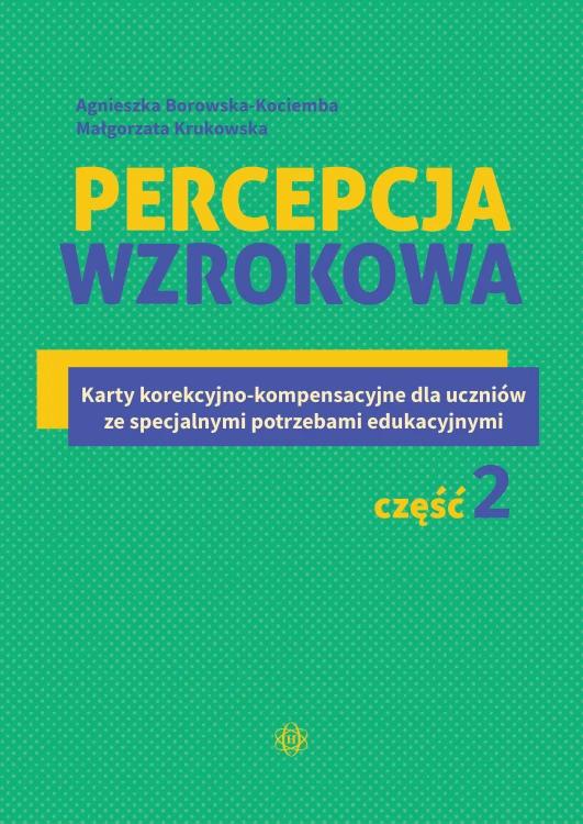 Zestaw kart korekcyjno-kompensacyjnych Percepcja wzrokowa. Część 2 wydawnictwa Harmonia podręczniki, widok okładki i przykładowych stron