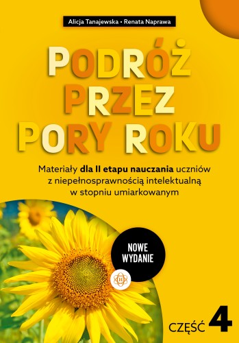 Okładka kart pracy Podróż przez pory roku Część 4 dla uczniów z umiarkowaną niepełnosprawnością intelektualną od Harmonia podręczniki