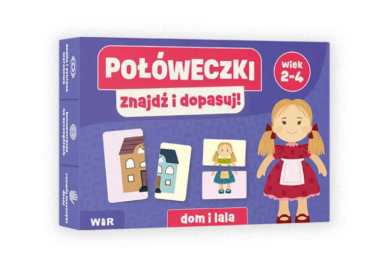 Dwustronne karty układanki Połóweczki Dom i lala z obrazkami lali i domu – Wir (T)