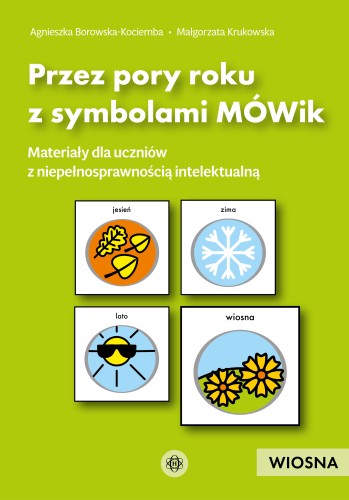 Okładka książki Przez pory roku z symbolami MÓWik wydawnictwa Harmonia podręczniki z widocznym tytułem i ilustracją