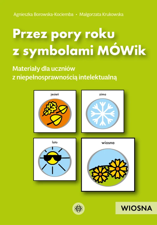 Okładka książki Przez pory roku z symbolami MÓWik wydawnictwa Harmonia podręczniki z widocznym tytułem i ilustracją