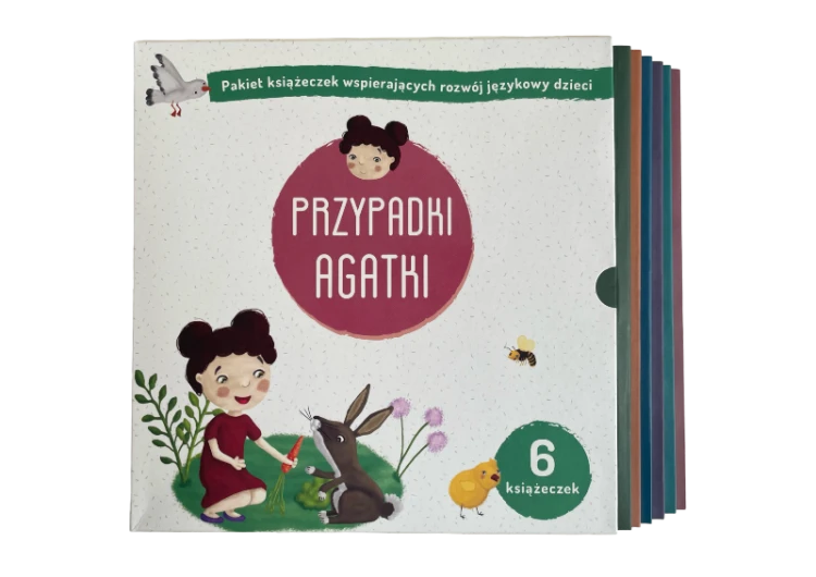 Przypadki Agatki - komplet 6 książeczek do nauki gramatyki i rozwoju mowy dzieci 4+ z ilustracjami Edyty Karaban