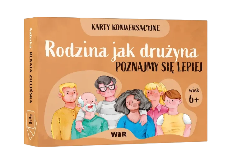 Karty konwersacyjne Rodzina jak drużyna do rozmów o emocjach i relacjach dla dzieci 6+ wydawnictwa Wir (T) w formacie 102x140 mm