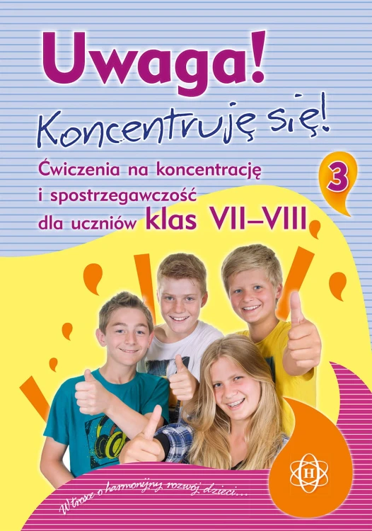 Okładka książki HARMONIA Uwaga! Koncentruję się! część 3 z ćwiczeniami dla uczniów klas 7–8