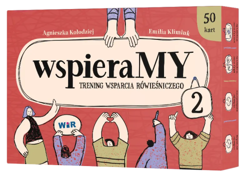 Zestaw kart WspieraMY marki Wir (T) do treningu wsparcia rówieśniczego młodzieży w wieku 14–18 lat, widok opakowania i kart