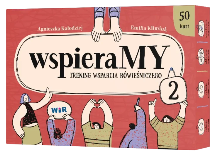 Zestaw kart WspieraMY marki Wir (T) do treningu wsparcia rówieśniczego młodzieży w wieku 14–18 lat, widok opakowania i kart