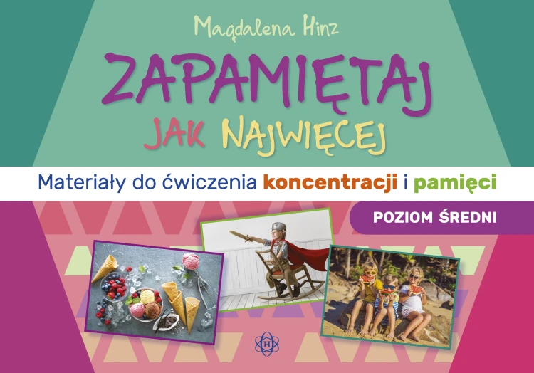 Ćwiczenia pamięci HARMONIA – okładka książki „Zapamiętaj jak najwięcej”, poziom średni