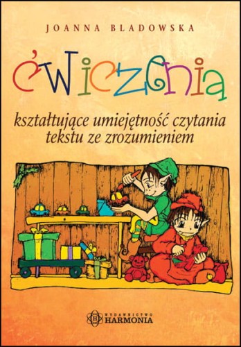 Okładka książki ćwiczeń rozwijających czytanie ze zrozumieniem HARMONIA z barwnymi ilustracjami Agnieszki Skulskiej