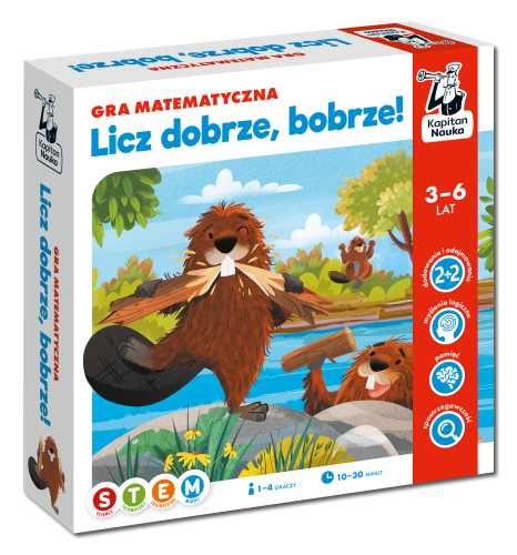 Gra matematyczna Licz dobrze, bobrze! Edgard PAP z planszą i żetonami