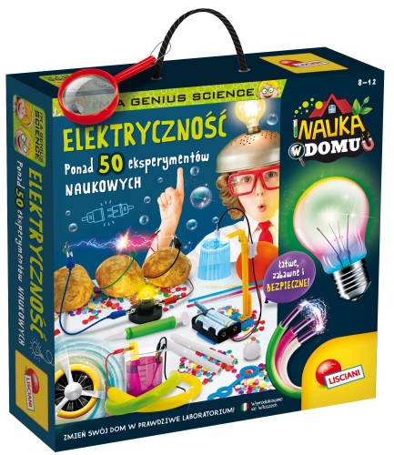 Zestaw do eksperymentów Elektryczność Lisciani w formacie 285x285 mm z elementami do nauki elektryczności