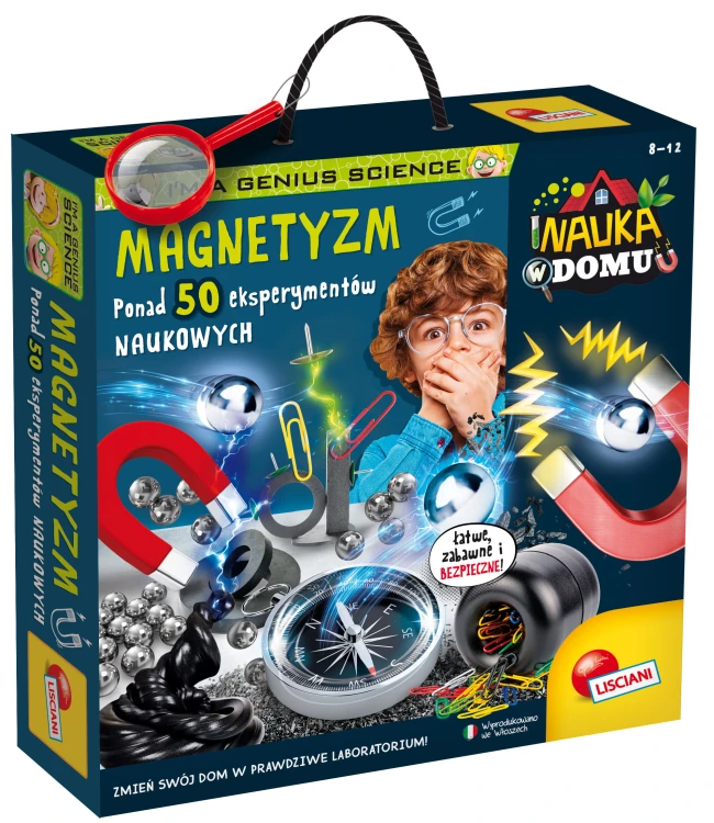 Zestaw edukacyjny Magnetyzm Lisciani - widok elementów do eksperymentów magnetycznych