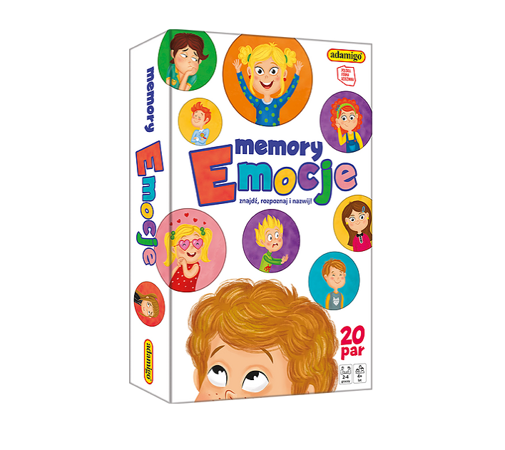 Memory Emocje gra edukacyjna ADAMIGO z 40 tafelkami do nauki rozpoznawania emocji