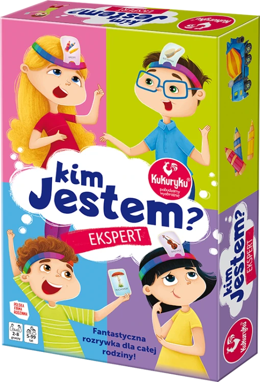 Gra edukacyjna Kim jestem? Ekspert KUKURYKU - widok kart i elementów do zgadywania gatunków drzew, zwierząt i roślin
