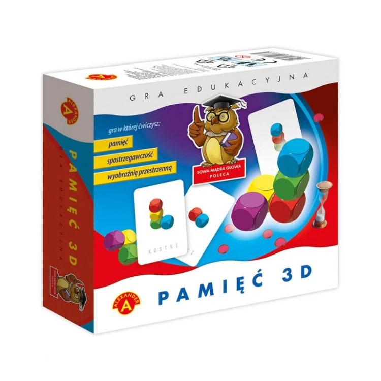 Elementy zestawu Pamięć 3D ALEXANDER GRY - detale kart wzorów i kostek